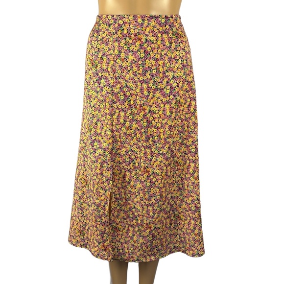 Scoop Women’s Skirt Size 14 Multi-Color Floral Print A-Line Recycled Polyester - Picture 1 of 13